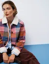 Boden Stirling Check Coat Rainbow Blanket Multigingham  In Multi