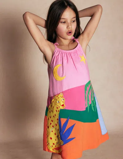 Boden Kids' Strappy Appliqué Dressvintage Mauve Girls  In Multi