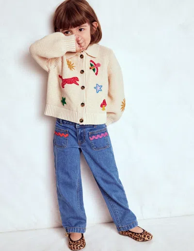 Boden Kids' Strickjacke Mit Kragen Und Motiv-anenome In Multi