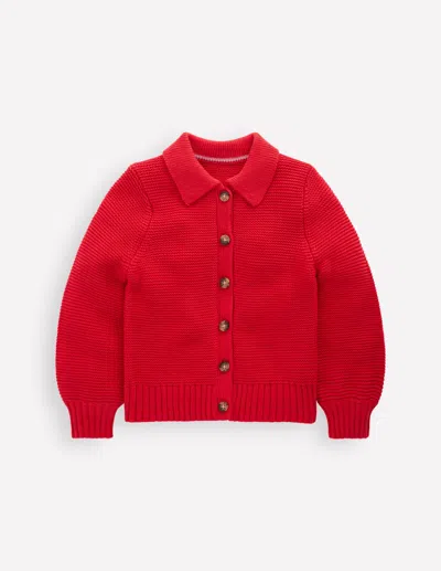 Boden Kids' Strickjacke Mit Kragen Und Motiv-lackrot In Red
