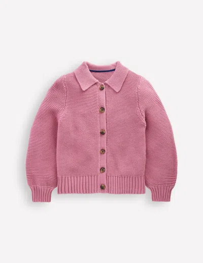 Boden Kids' Strickjacke Mit Kragen Und Motiv-rosa Schleier In Pink