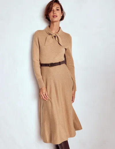 Boden Strickkleid Mit Schleife-camel Meliert In Brown