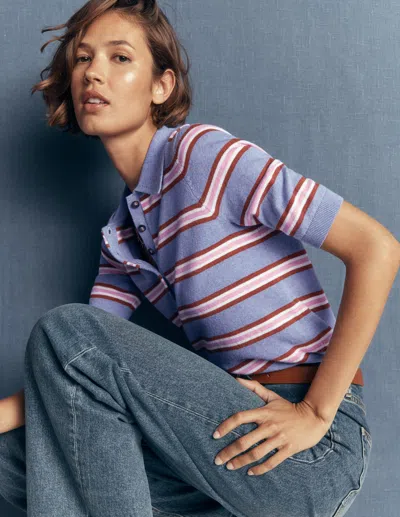 Boden Strick-t-shirt Mit Kragen In Blau | Grösse Xl In Blue