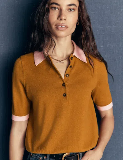 Boden Strick-t-shirt Mit Kragen In Braun | Grösse Xs In Brown