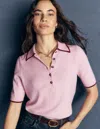 Boden Collared Knitted T-shirt In Pink