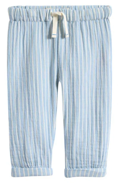 Boden Babies'  Stripe Double Cloth Drawstring Pants In Blue