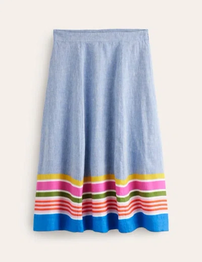 Boden Stripe Hem Skirt Blue Multistripe Women