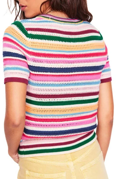 Boden Stripe Open Stitch Cotton Sweater In Textured Rainbow Knit Stripe