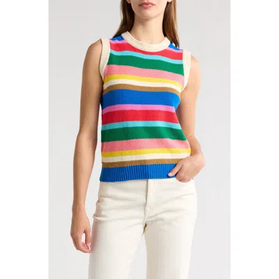 Boden Stripe Jumper Waistcoat In Blue Multi