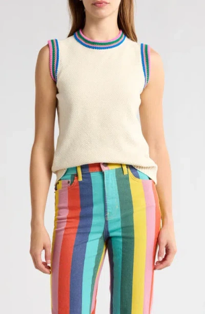 Boden Stripe Trim Sweater Vest In Ivory