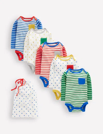 Boden Babies' Gestreifte Bodys Im 5er-pack-bunt Streifen/sterne In Multi