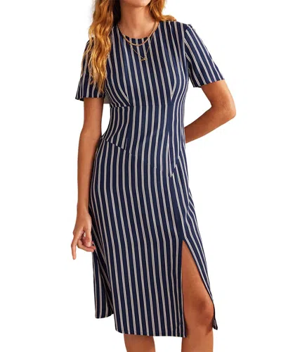 Boden Striped Asymmetric Midi Dress In Blue