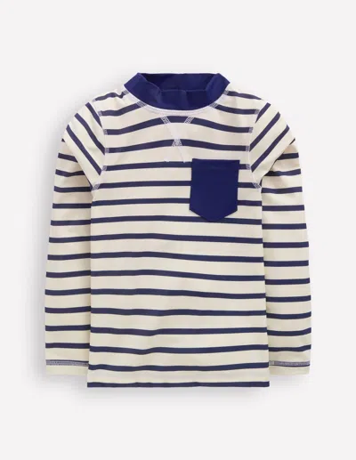 Boden Kids' Sun Safe Breton Rash Vestcollege Navy/ Ivory Stripe Boys  In Blue