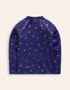 Boden Sun Safe Patterned Rash Vestnavy Rainbow Confetti Spot Girls  In Blue
