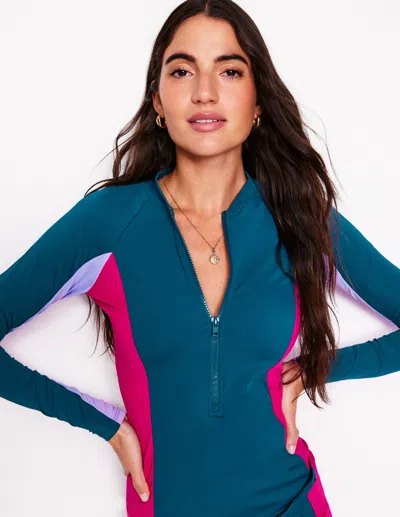 Boden Sun Safe Raglan Rash Vest Oceanside Blue Women