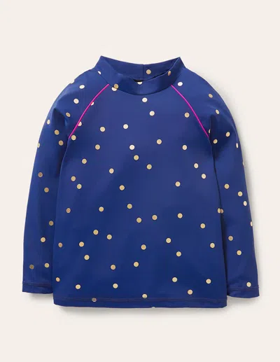 Boden Kids' Long-sleeved Rash Guard Navy Rainbow Foil Confetti Girls