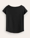 Boden Superweiches T-shirt Mit U-boot-ausschnitt-schwarz In Black