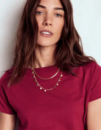BODEN SUPERSOFT BOAT NECK T-SHIRT-BURGUNDY RED FEMALE BODEN