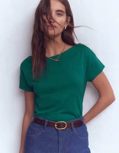 Boden Supersoft Boat Neck T Shirt Deep Teal  In Green