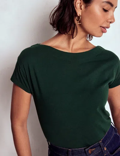 Boden Supersoft Boat Neck T Shirt Green Pine Women