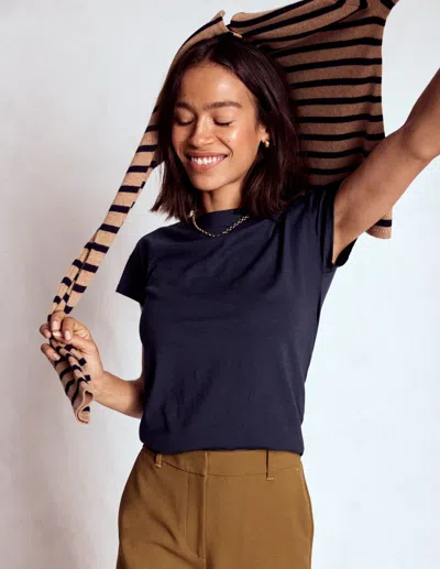 Boden Superweiches T-shirt Mit U-boot-ausschnitt-aqua Marine Marl In Blue