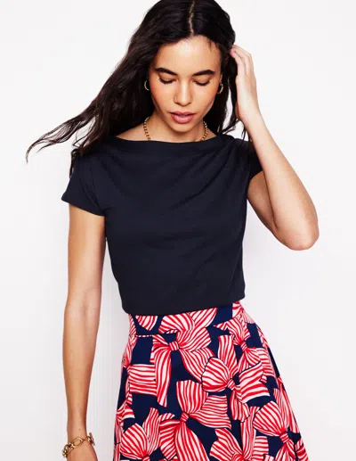 Boden Supersoft Boat Neck Tshirtnavy Women  In Black