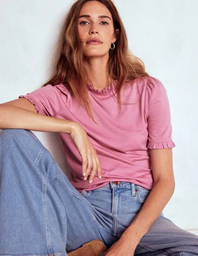 Boden Supersoft Frill Detail T Shirt Formica Pink Women