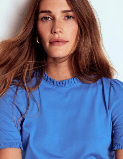 Boden Supersoft Frill Detail T-shirt-meadow Spring Female  In Blue