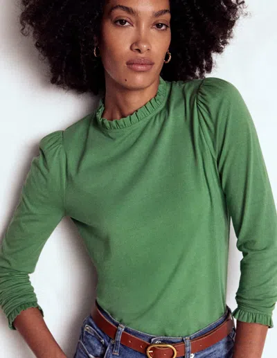 Boden Supersoft Frill Detail Top-newt Green Female
