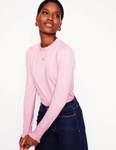 Boden Supersoft Frill Detail Top-soft Lavender Female  In Pink