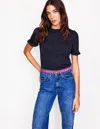 BODEN SUPERSOFT FRILL DETAIL TSHIRTNAVY WOMEN BODEN