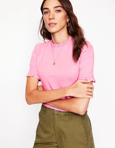Boden Supersoft Frill Detail Tshirtsoft Lavender Women  In Pink