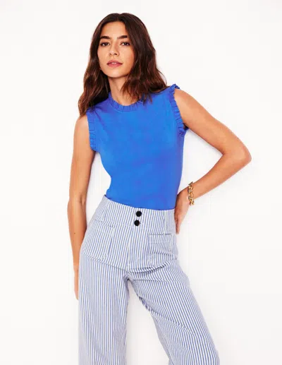 Boden Supersoft Frill Detail Vest Gallery Blue Women
