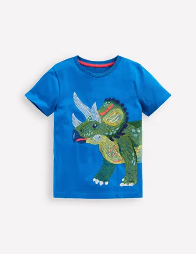 Boden Kids' T-shirt Mit Superstitch-design-dino In Blue