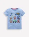 Boden T-shirt Mit Superstitch-design-gletscherblau Fahrzeuge In Blue