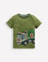 Boden T-shirt Mit Superstitch-design-safarigrün Müllabfuhr