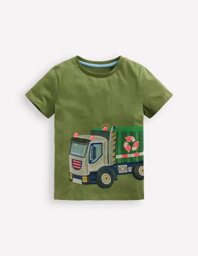 BODEN SUPERSTITCH T SHIRT SAFARI GREEN RECYCLING TRUCK BOYS BODEN