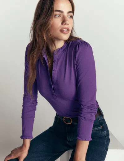 Boden Superweiches Henley-oberteil Mit Rüschen-calla In Violett | Grösse 30 In Multi