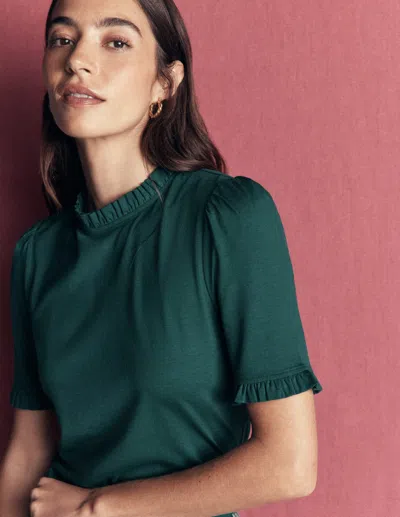 Boden Superweiches T-shirt Mit Rüschendetail | Grösse 48 In Green