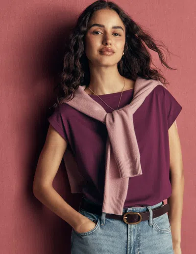 Boden Superweiches T-shirt Mit U-boot-ausschnitt In Kirsche | Grösse 42 In Purple