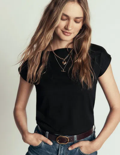 Boden Superweiches T-shirt Mit U-boot-ausschnitt In Schwarz | Grösse 48 In Black