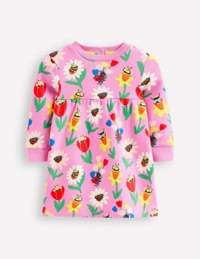 Boden Babies' Sweatshirt Dresssugared Lilac Spring Garden Girls  In Pink