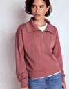 Boden Panelled Half-zip Sweatshirt-blushing Rose Female  In Multi