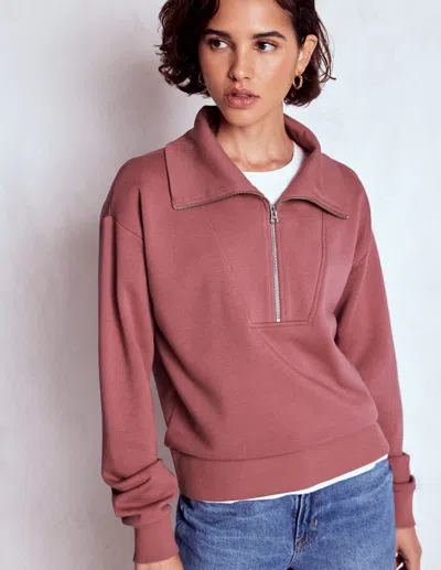 Boden Sweatshirt Mit Halbreissverschluss Und Einsatz-rosé In Pink