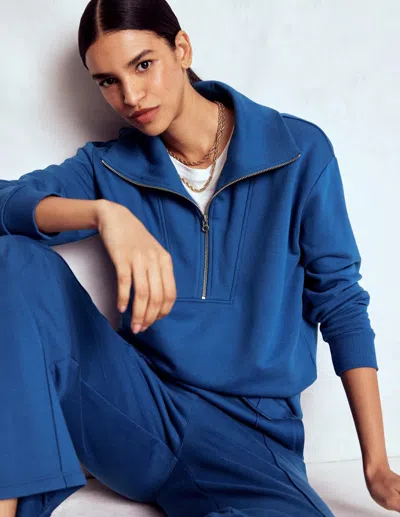 Boden Sweatshirt Mit Halbreissverschluss Und Einsatz-turmalinblau In Blue