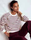Boden Sweatshirt Mit Knopfdetail-dunkler Blauregen, Naturweiss In Multi
