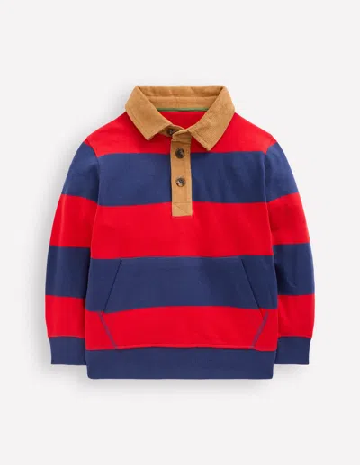 Boden Kids' Sweatshirt Mit Kragen-mohnblumenrot/steuerbordblau In Red