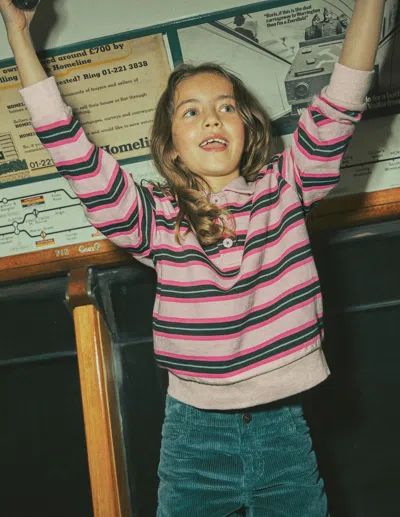 Boden Kids' Sweatshirt Mit Streifen Am Kragen In Grün | Grösse 98 In Multi