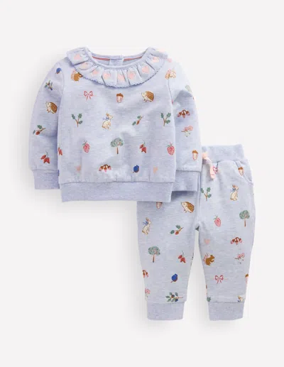 Boden Babies' Sweatshirt-set Mit Rüschenausschnitt In Blau | Grösse 68 In Multi