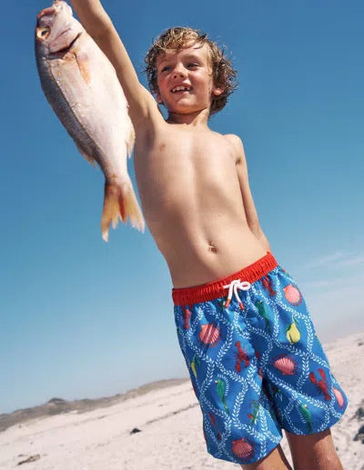 Boden Kids' Swim Shortsbright Blue Tropical Tile Boys